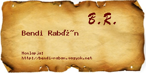 Bendi Rabán névjegykártya